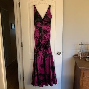Magenta and Black Formal Mermaid Gown